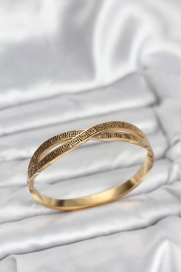 Gold Renk Vintage Kadın Kelepçe Bileklik - EBJ251025W38285 - Image 1