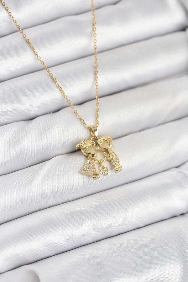 Zincir Gold Renk Erkek Kız Model Kadın Kolye - EBJ251025W38305 - Image 1