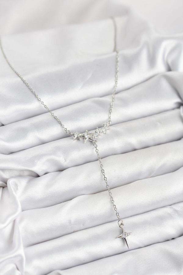 Zincir Gümüş Renk Yıldız Model Y Kadın Kolye - EBJ251115W38393 - Image 1
