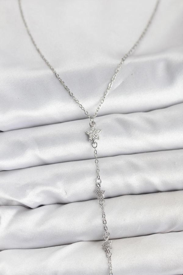 Zincir Gümüş Renkli Yıldız Model Kadın Y Kolye - EBJ251115W38404 - Image 1