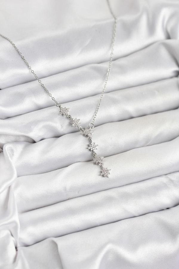 Zincir Gümüş Renk Kutup Yıldızı Model Kadın Kolye - EBJ251115W38400 - Image 1