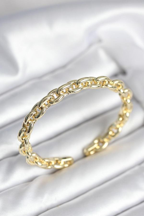 Zincir Model Gold Renk Pirinç Kadın Bileklik - EBJ251010W38188 - Image 1