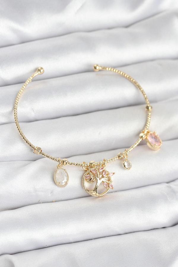 Hayat Ağacı Charmlı Gold Renk Pirinç Kadın Bileklik - EBJ251010W38209 - Image 1