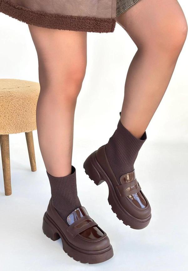 Wanye Kahverengi Cilt Cilt Streçli Bot - Image 1