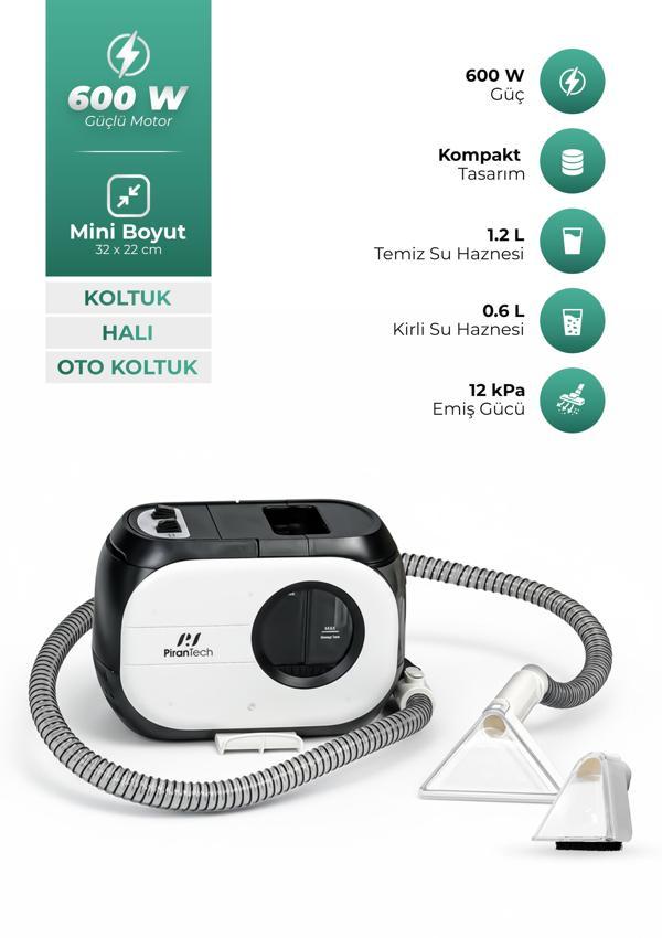 PiranTech KT-88 Koltuk ve Halı Yıkama Makinesi - Derinlemesine Leke Çıkarma Gücü 600W! - Image 1