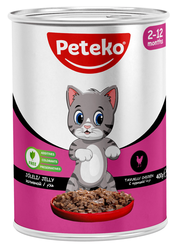 PETEKO 12 ADET JÖLELİ PARÇA ETLİ YAVRU KEDİ YAŞ MAMASI TAVUKLU - Image 1