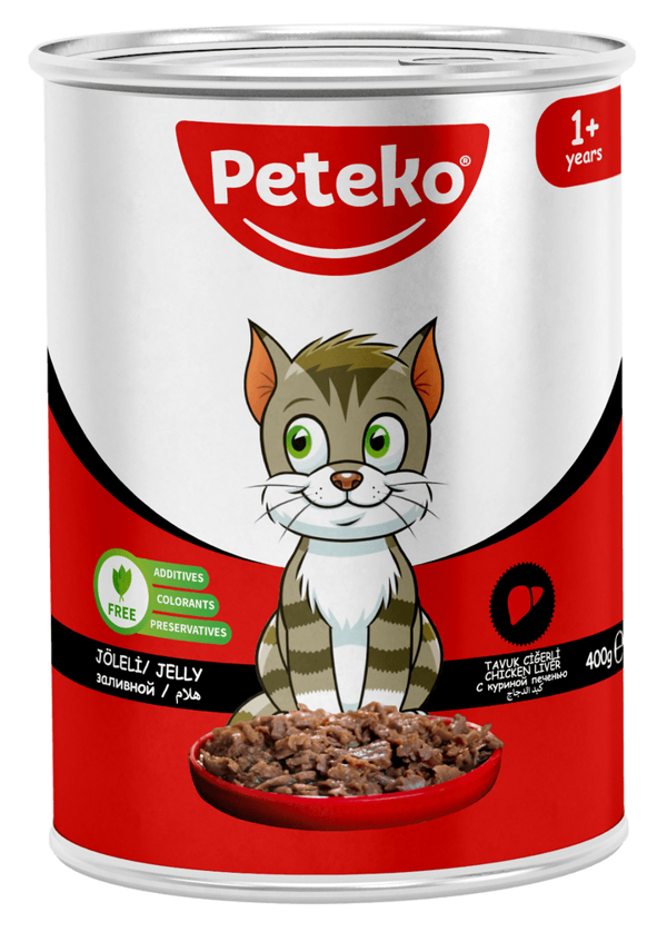 PETEKO 12 ADET JÖLELİ PARÇA ETLİ YETİŞKİN KEDİ YAŞ MAMASI TAVUK CİĞERLİ - Image 1