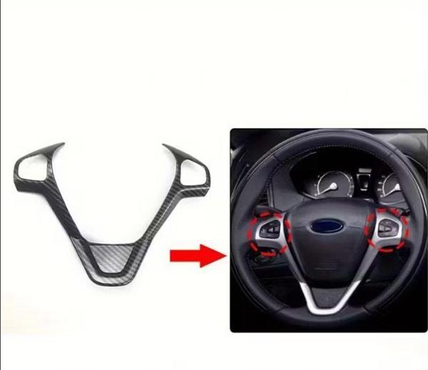 Fiesta courier 2012-2019 için Karbon Fiber Direksiyon Paneli Kapağı Çerçeve Çıkartması - Image 1