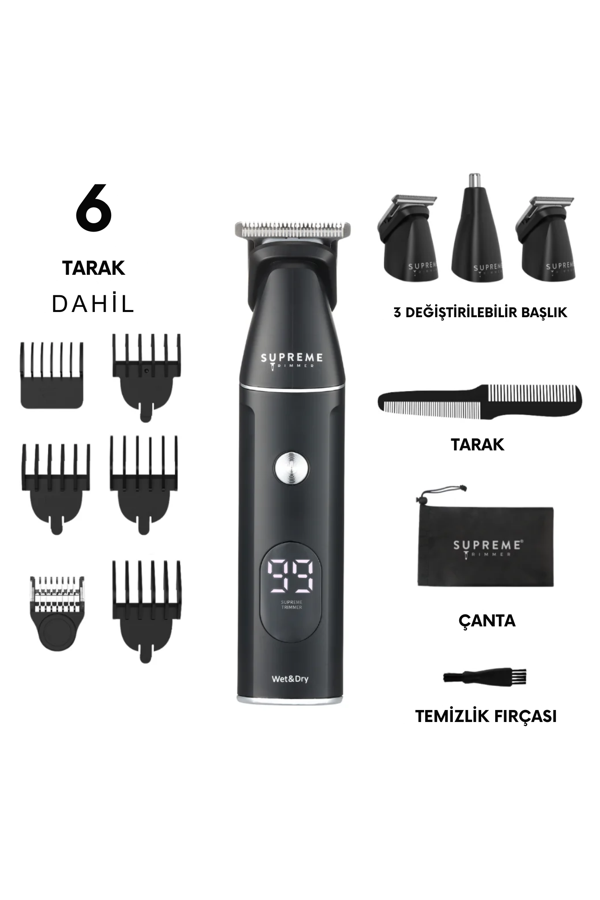 Supreme Trimmer Multigroomer 3.0 Islak/Kuru 14 Parça Erkek Tıraş Makinesi Seti – Burun Kulak Sakal Saç Bakımı - Image 1