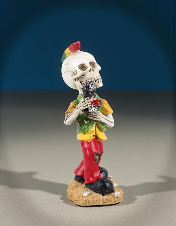 Gotik Tasarım Kurukafa Solist Müzisyen Heykel Masaüstü Biblo 19 cm. – Yeni Yıl Ofis Ev Hediyesi - Image 1