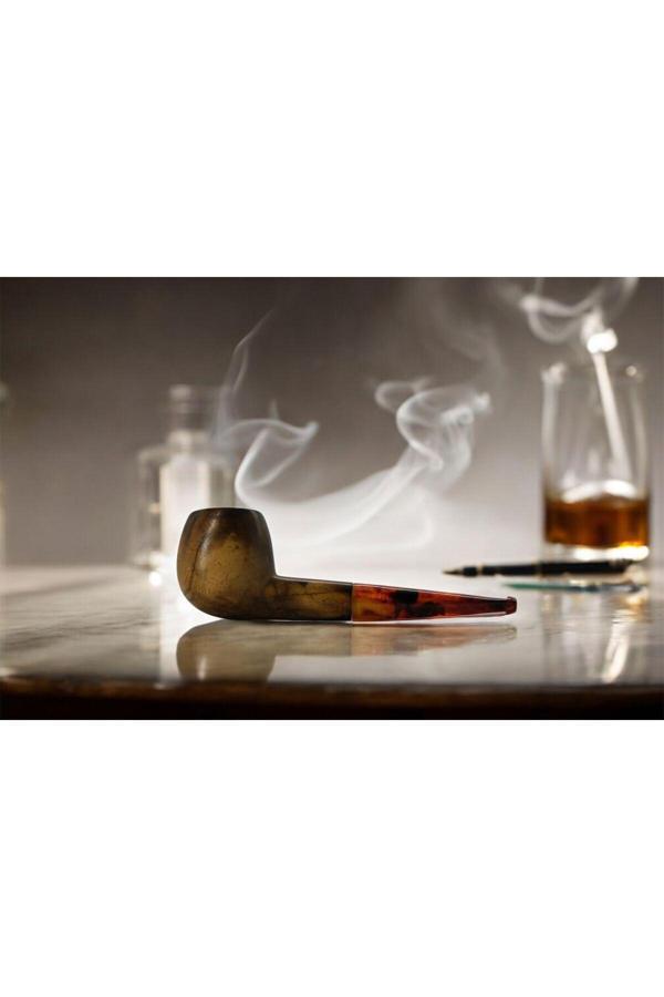 Amber Klasik El Yapımı Lületaşı Pipo – Akrilik Amber Ağızlıklı, Özel Kutulu – Ekstra Filtreli - Image 1