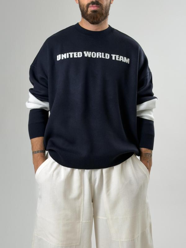 Oversize New York Erkek Lacivert Triko COC2597 - Image 1