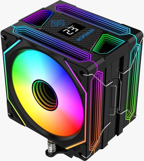 DARYUN DY-500X Siyah Isı Göstergeli Ful Argb 2x Fan 6 Bakır Borulu Kule Tipi Hava Soğutucu İşlemci Fanı - Image 1