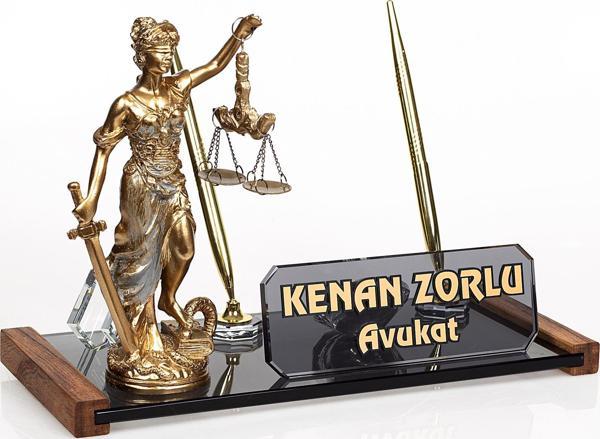 Avukat Masaüstü İsimlik Themis Heykel Ofis Hediyesi Masa İsimliği - Image 1