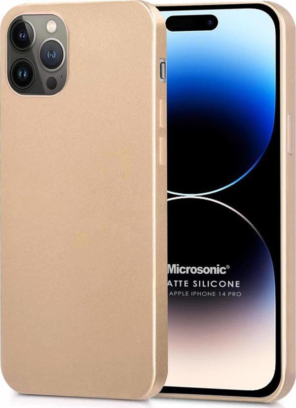 Microsonic Matte Silicone Apple iPhone 14 Pro Kılıf Gold - Image 1