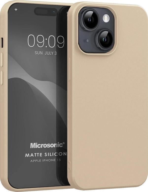 Microsonic Matte Silicone Apple iPhone 15 Kılıf Gold - Image 1