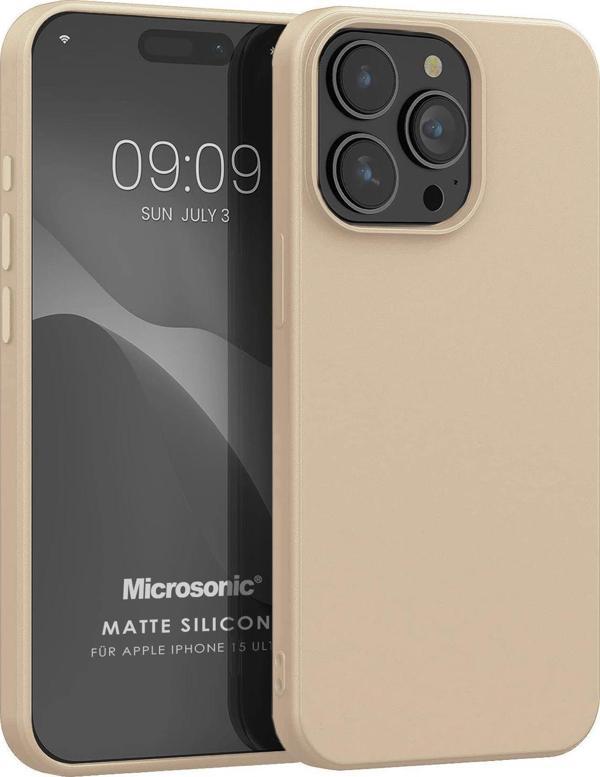 Microsonic Matte Silicone Apple iPhone 15 Pro Max Kılıf Gold - Image 1