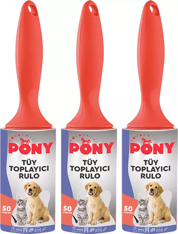 PONY TÜY TOPLAYICI RULO 3 LÜ SET KEDİ KÖPEK - Image 1