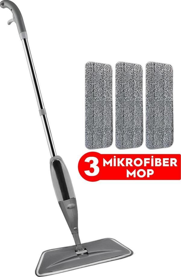 SİSTA SPREY MOP GRİ 3 MİKROFİBER MOPLU TEMİZLİK SETİ - Image 1