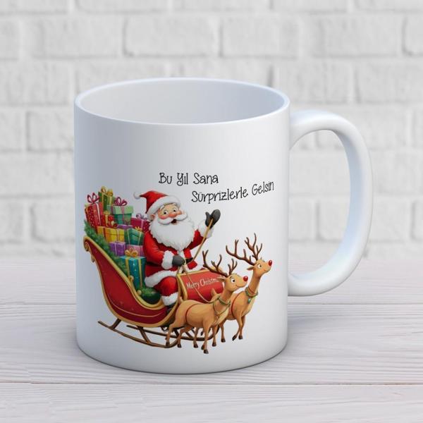 Noel Baba Figürlü Yılbaşı Temalı Hediyelik Kupa - Image 1