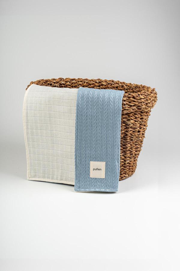 Pufien 90X115 Düz Desenli Çift Yönlü Müslin Pike Bebek Örtüsü, Örgü Bebek Örtü & Battaniye - Image 1