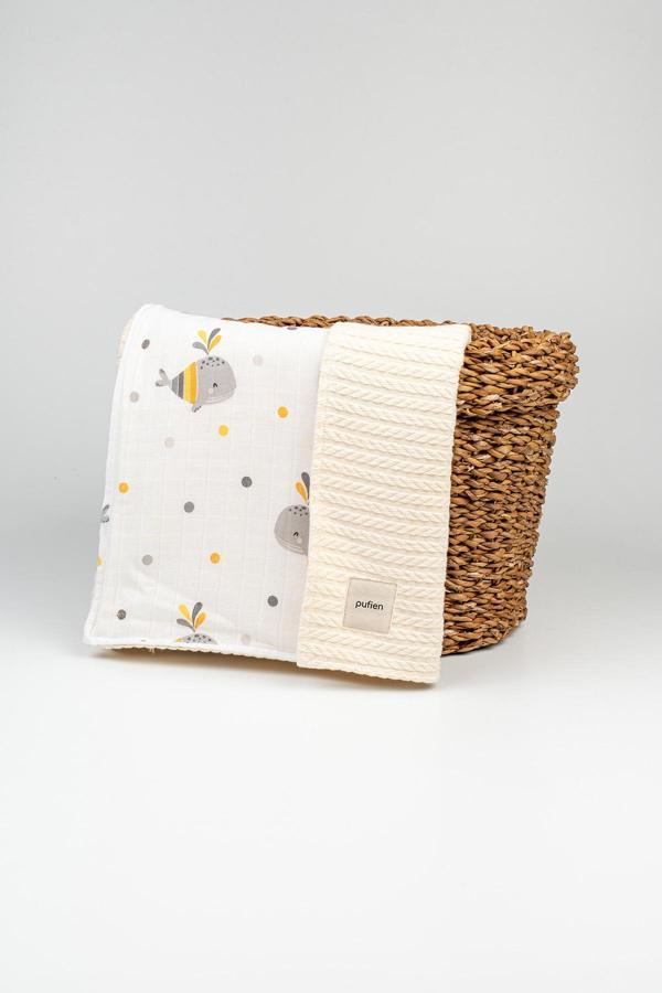 Pufien 90X115 Çok Desenli Çift Yönlü Müslin Pike Bebek Örtüsü, Örgü Bebek Örtü & Battaniye - Image 1