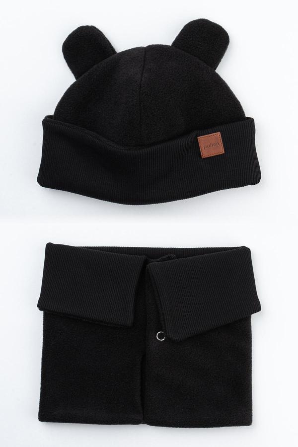 Pufien Pamuk Astarlı Polar Bere Ve Boyunluk Seti 0-3 Yaş Kaşkorse Pofuduk Bebek Bere Çocuk Boyunluk - Image 1