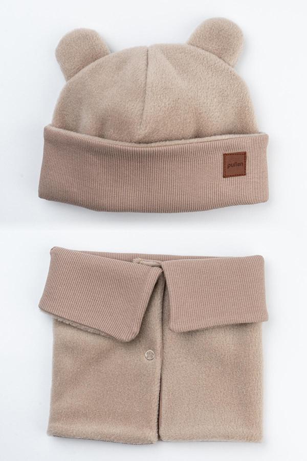 Pufien Pamuk Astarlı Polar Bere Ve Boyunluk Seti 0-3 Yaş Kaşkorse Pofuduk Bebek Bere Çocuk Boyunluk - Image 1