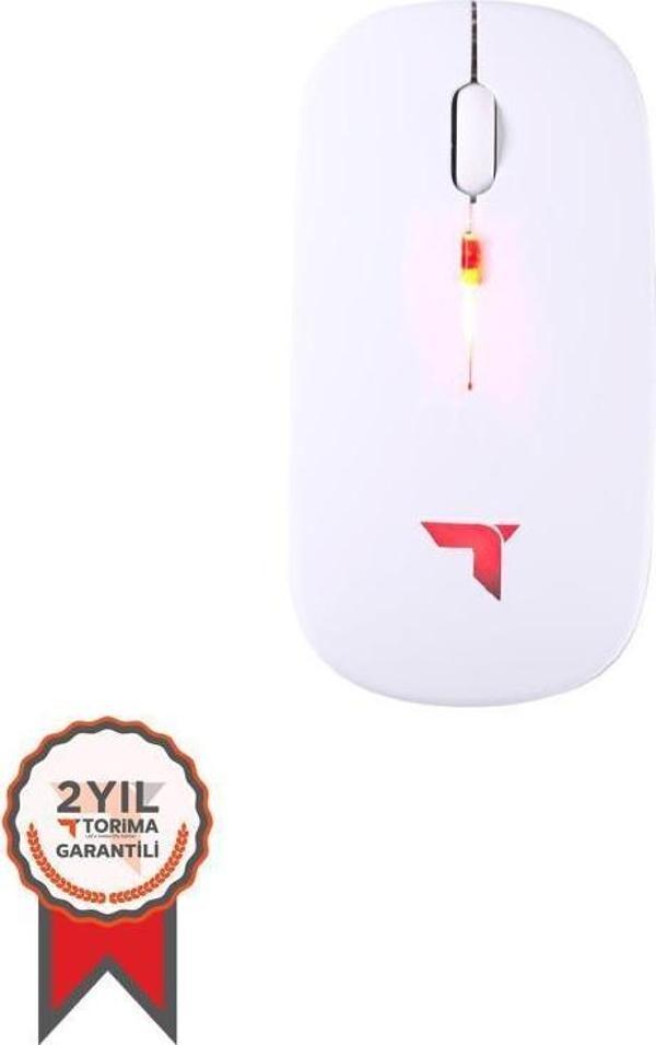 Torima TM-12 Ergonomik Rgb Işıklı Kablosuz Beyaz Optik Mouse - Image 1