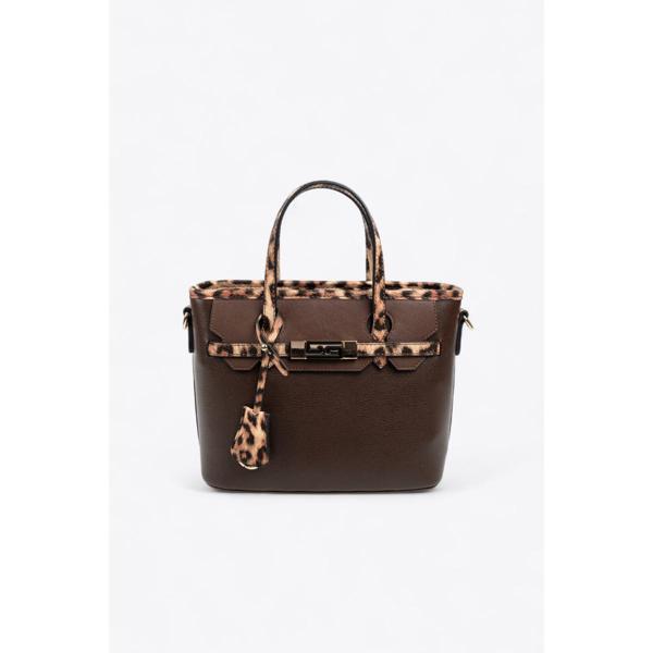 Silver & Polo Kadın Omuz Çantası 1185-48467 SILVER POLO BAYAN ÇANTASI M105 KAHVE-MAT LEOPAR TABA - Image 1