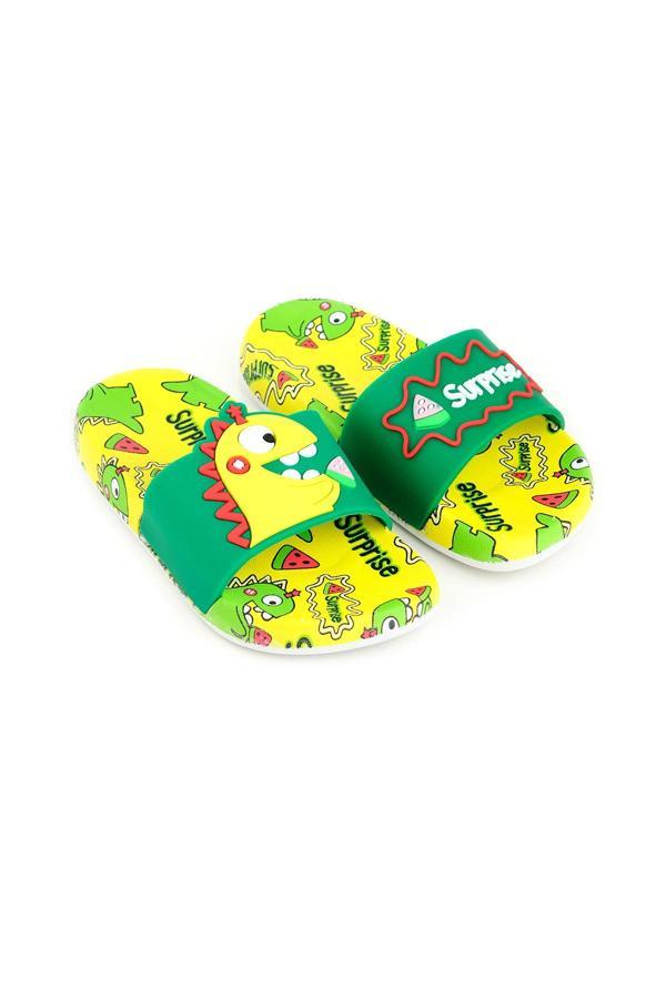 Gezer Dinazor Desenli Kaydırmaz Taban Yazlık Erkek Çocuk Terlik - Image 1