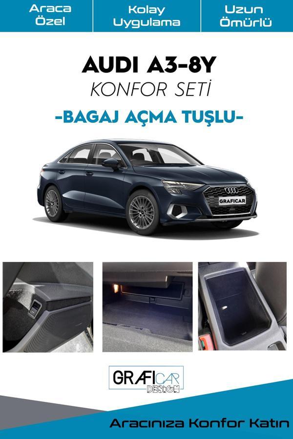 Graficar Audı A3/8Y Konfor Seti İç Trim Kumaş Kadife Kaplama Ses Izolasyon Amaçlı Ürün  Bagaj Açma Tuşlu - Image 1