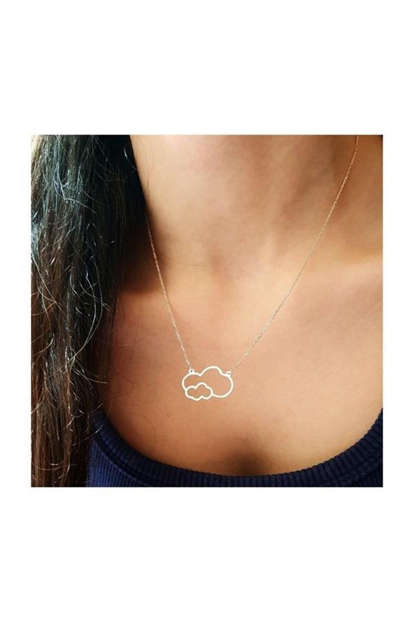 Market Of Universe Kadın 925 Ayar Gümüş Ikili Bulut Model Kolye - Image 1