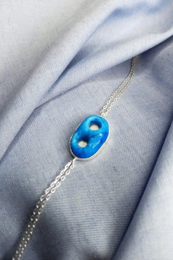 Market Of Universe 925 Ayar Gümüş Kadın Midyat Süryani Nazar Boncuğu Bileklik - Image 1