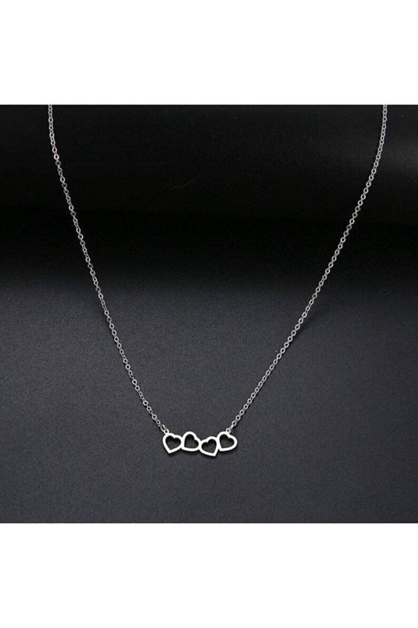 Market Of Universe Kadın 925 Ayar Gümüş Dörtlü Kalp Model Kolye - Image 1