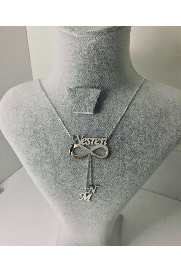 Market Of Universe 925 Ayar Gümüş İsimli Harfli Sonsuzluk Kolye - Image 1