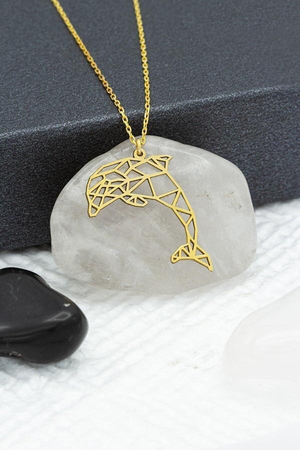 Market Of Universe Kadın 925 Ayar Gümüş Origami Yunus Kolye - Image 1