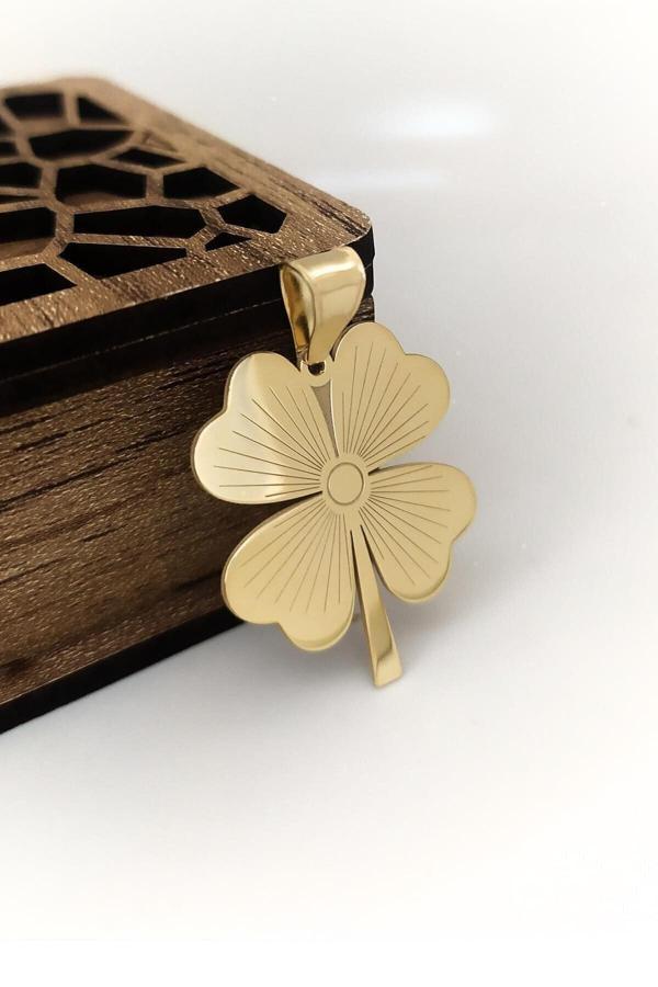 Market Of Universe 925 Gümüş Büyük Boy Yeni Yonca Kolye Ucu - Image 1