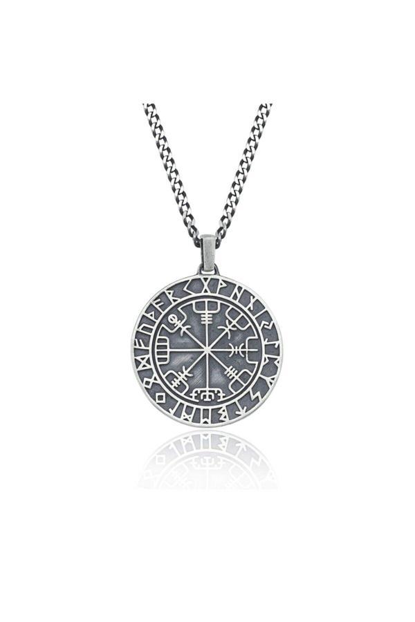 Market Of Universe 925 Ayar Gümüş Kadın Vegvisir Madalyon Kolye - Image 1