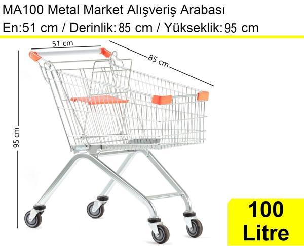 MA100 Metal Market Alışveriş Arabası 100 Litre - Image 1