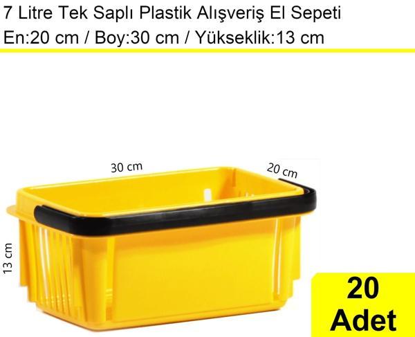 Plastik Kozmetik Alışveriş El Sepeti 7 Litre Sarı 20'li Koli - Image 1