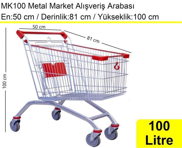 MK100 Metal Market Alışveriş Arabası 100 Litre - Image 1