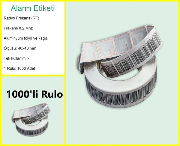 4x4 cm Barkodlu Alarm Etiketi RF Radyo Frekans 1 Rulo: 1000'li Rulo - Image 1