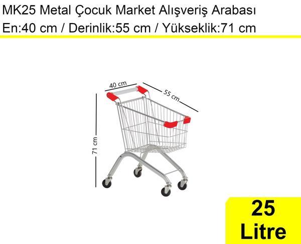 MK25 Metal Çocuk Market Alışveriş Arabası 25 Litre - Image 1