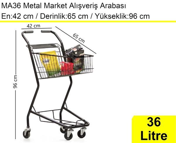 MA36 Şarküteri ve Kuruyemiş Metal Market Arabası 36 Litre Füme - Image 1
