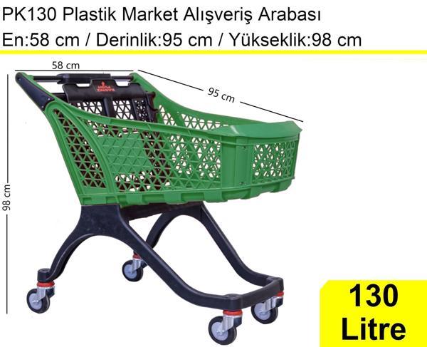 PK130 Plastik Market Alışveriş Arabası 130 Litre Yeşil - Image 1