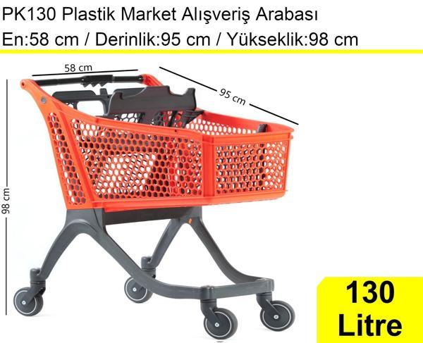 PK130 Plastik Market Alışveriş Arabası 130 Litre Turuncu - Image 1