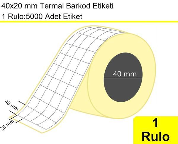 40x20 mm Termal 4'lü Ürün Barkod Etiketi 1 Rulo: 5000'li Sarım Etiket - Image 1