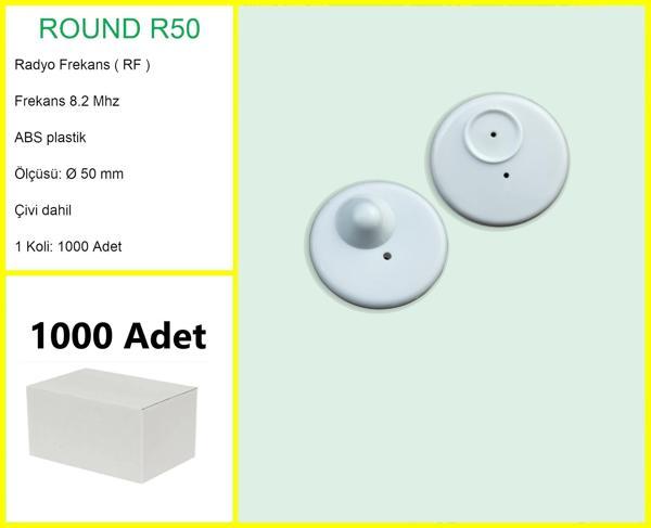 Round R50 Plastik Alarm Etiketi RF Radyo Frekans 1000'li Koli - Image 1