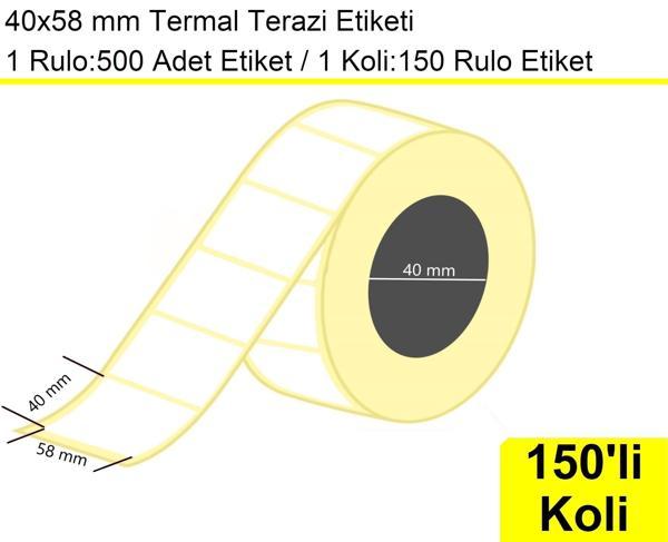 40x58 mm Termal Terazi Etiketi 1 Rulo: 500'lü Sarım Etiket 1 Koli:150 Rulo Etiket - Image 1